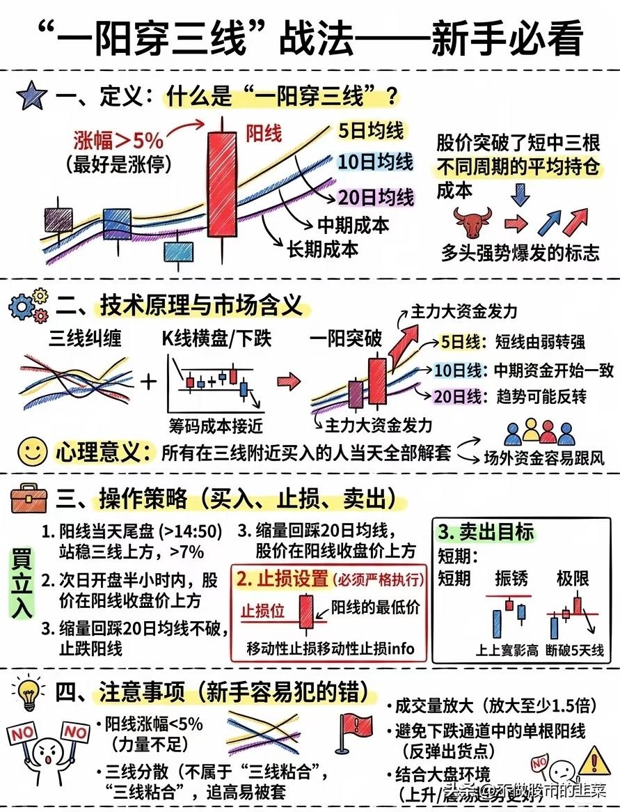 一根阳线穿三线！新手也能抓住的短线起爆信号
 
很多散户炒股总踩不准节奏，要么追