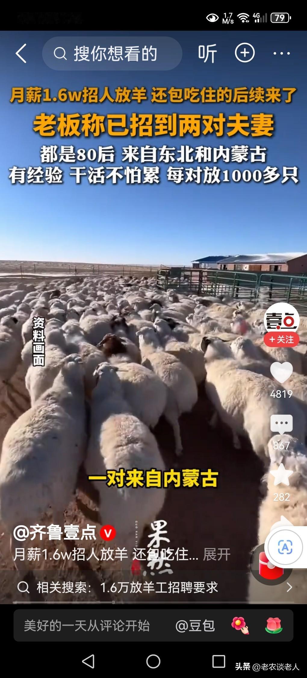 月薪1.6万放羊，已有两对夫妻上岗，这事千真万确。

内蒙古锡林浩特牧场，左老板