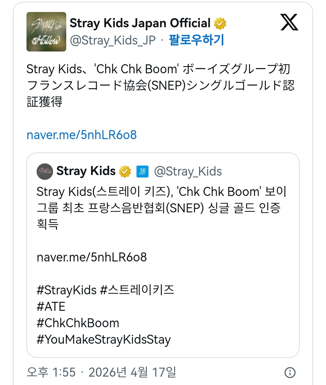 目前正在受到ARMY抗议的StrayKids官方账号- 事由：2024年7月19