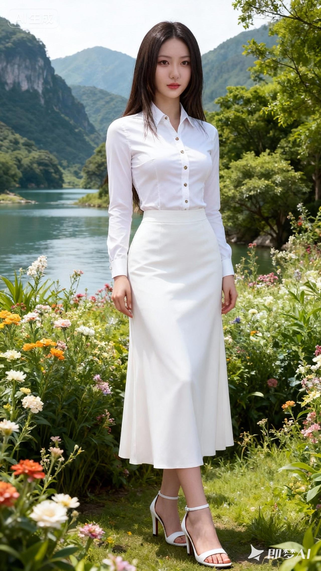 清新自然，白裙飘飘，山间花海，美不胜收！