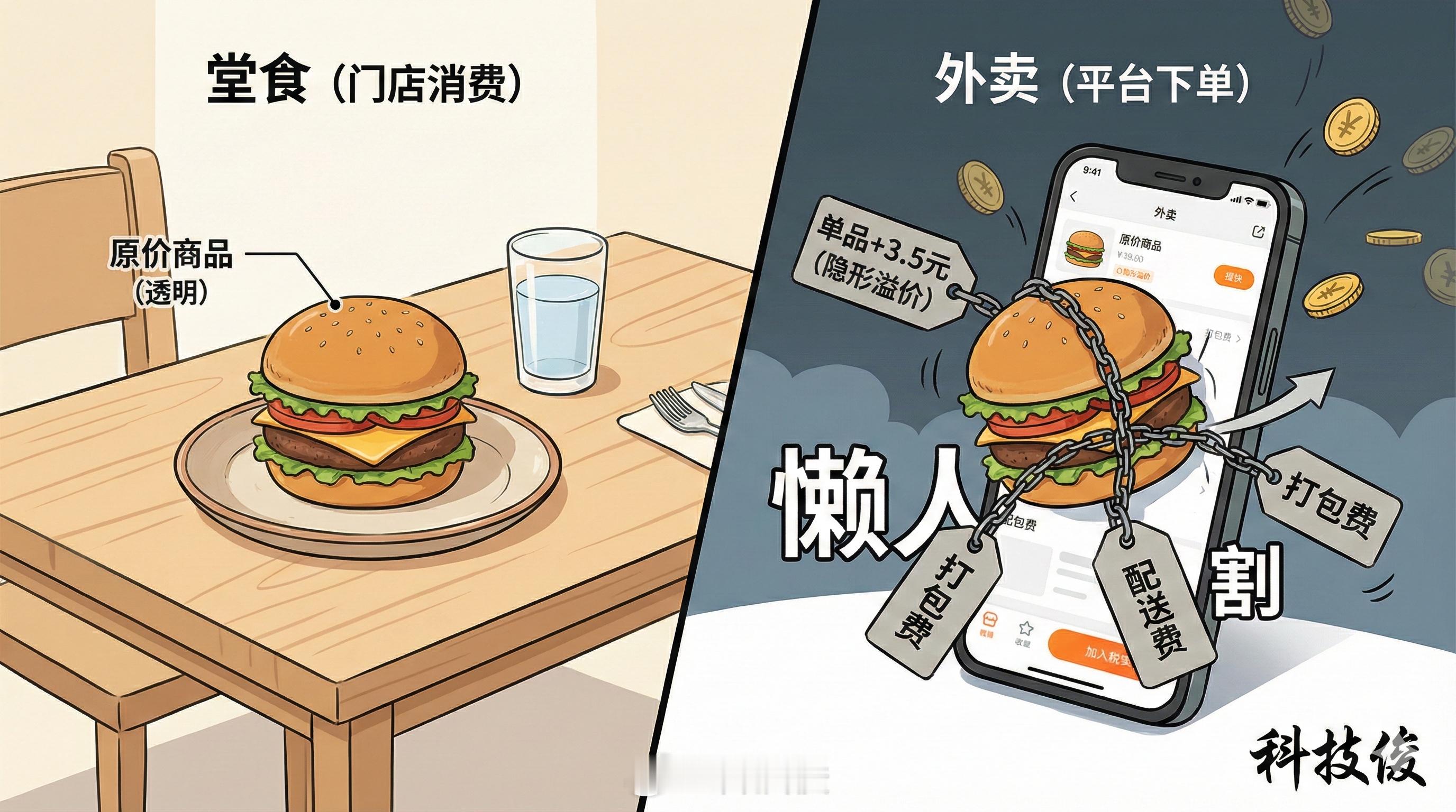 肯德基回应汉堡堂食外卖差3.5元这事儿确实挺让人无语的，外卖本来就收了配送费和打