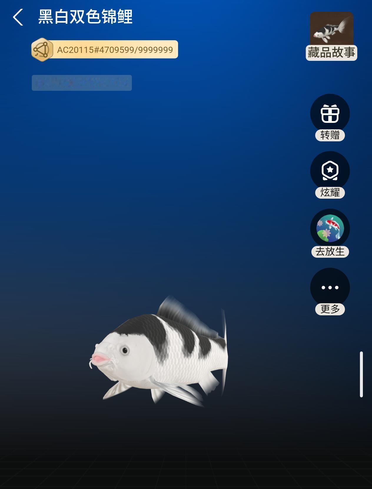 又换了一条黑白双色锦鲤
行情比前几天的5略低点
留一留
数字藏品有什么收藏意义 
