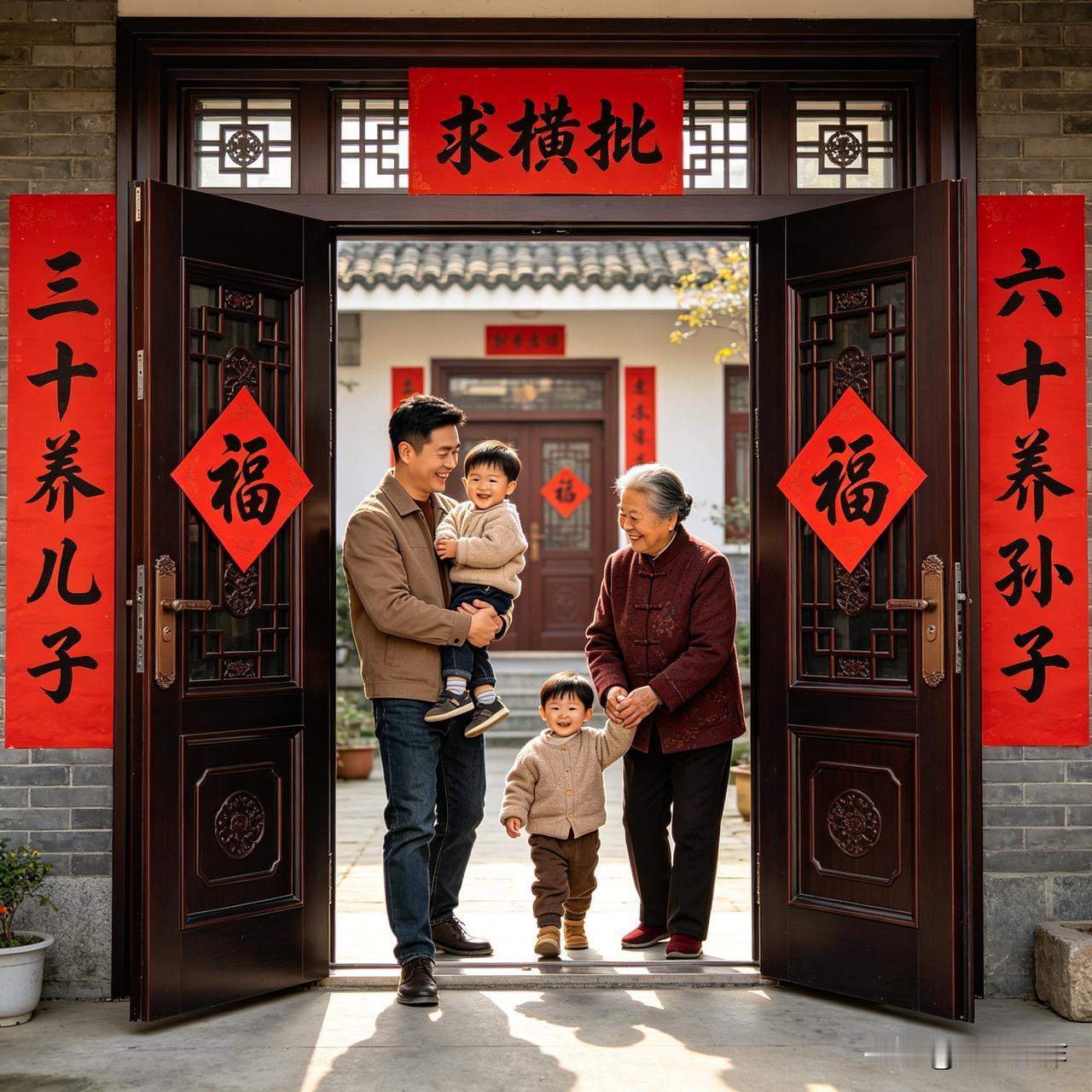 此副对联，道尽了一辈辈人的牵挂：三十岁为儿女操劳，六十岁替孙辈费心，蕴含着中国式