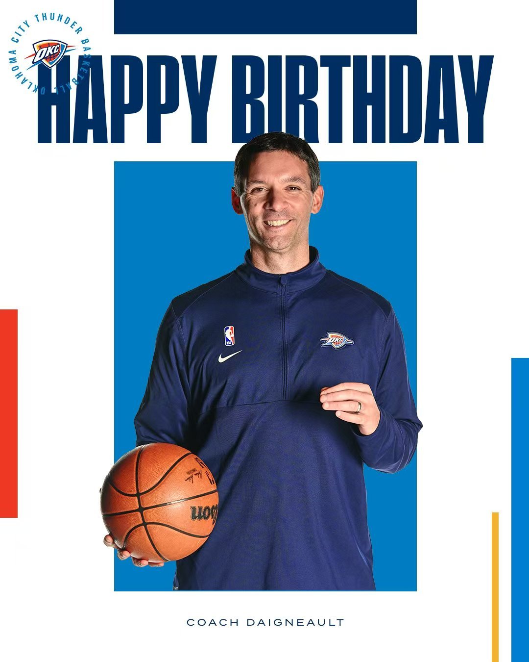 雷霆官方祝马戴41岁生日快乐！雷霆雷霆战胜骑士骑士vs雷霆