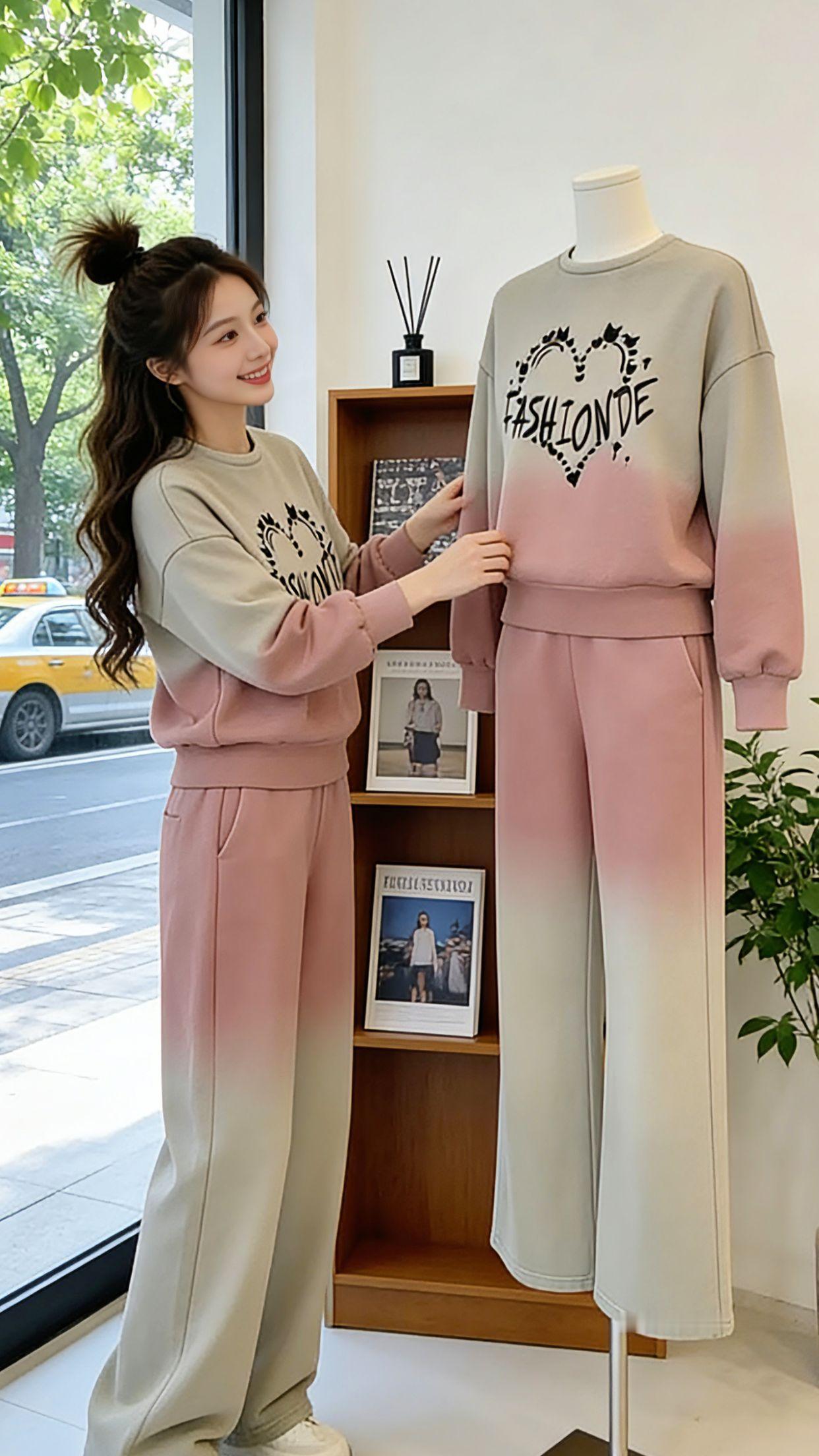 谁懂啊！2026春天不用费心搭配的快乐，这套新款渐变休闲套装直接给你！温柔的渐变