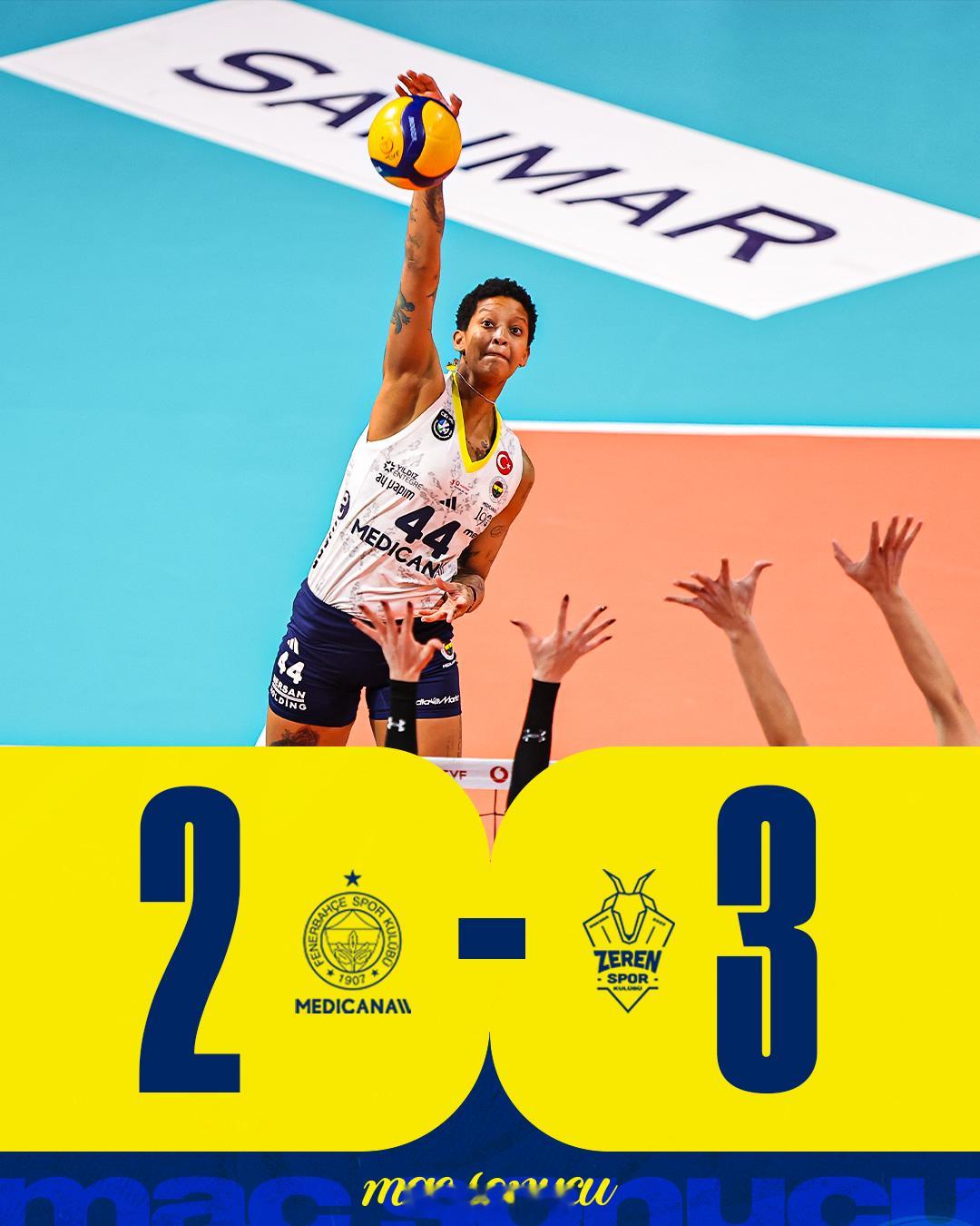 【小采娃、巴尔加斯各28分难救主 费内巴切2比3泽仁体育】北京时间17日晚上，女