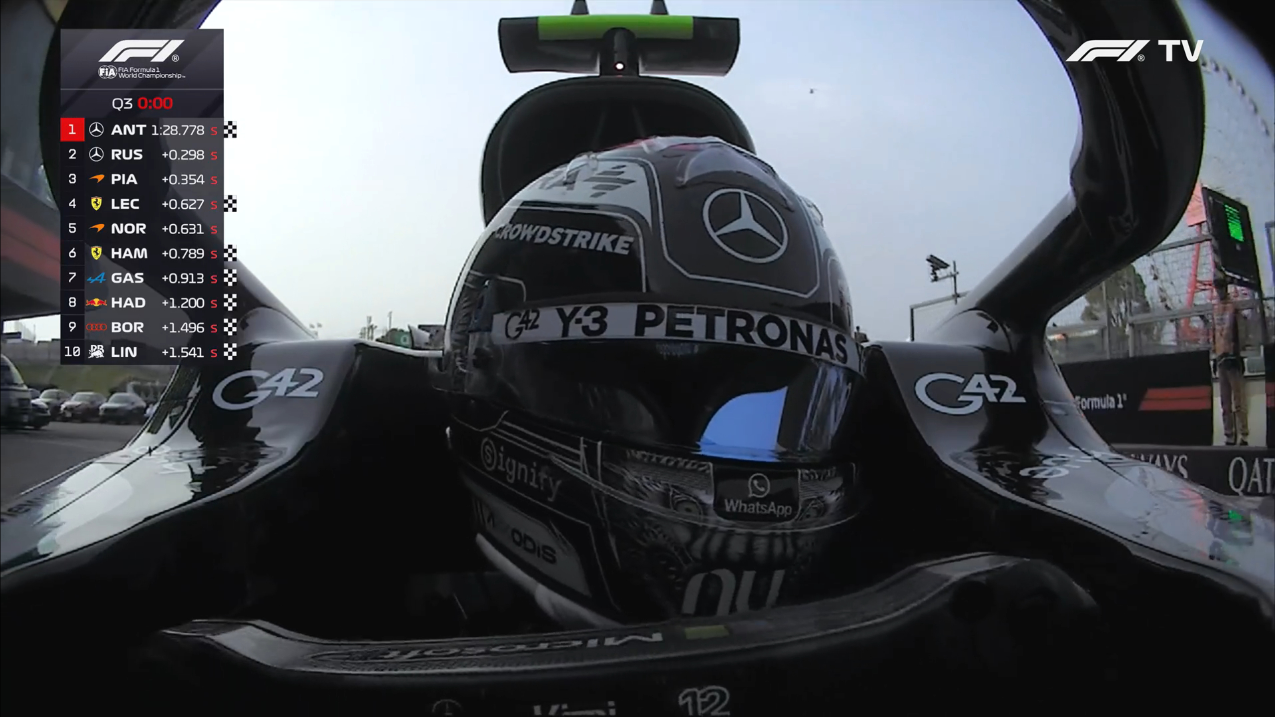 安东内利取得F1日本大奖赛杆位！拉塞尔P2，梅赛德斯再度包揽前排！皮亚斯特里P3