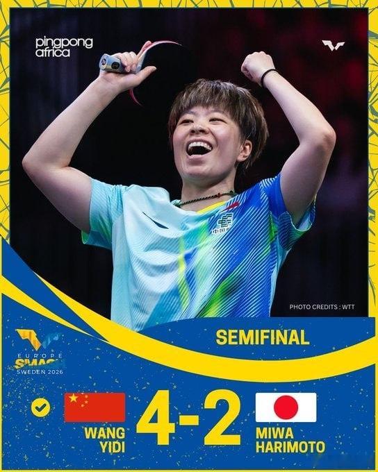 王艺迪🇨🇳击败张本美和🇯🇵，晋级2026年欧洲网球公开赛马尔默站决赛！此