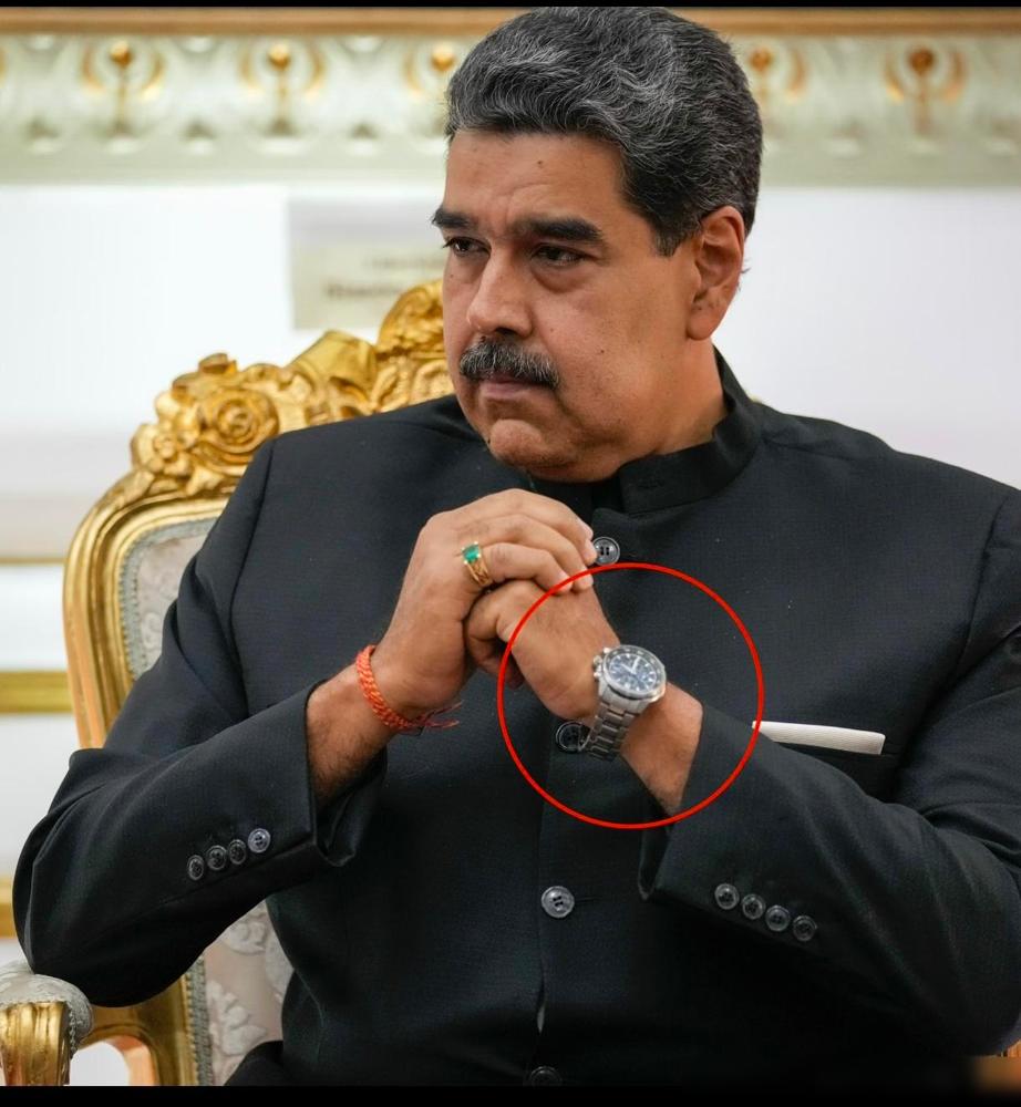 马杜罗总统（起码是合法选举的）喜欢戴西铁城光动能，蓝宝石玻璃，三眼计时，夜光、防