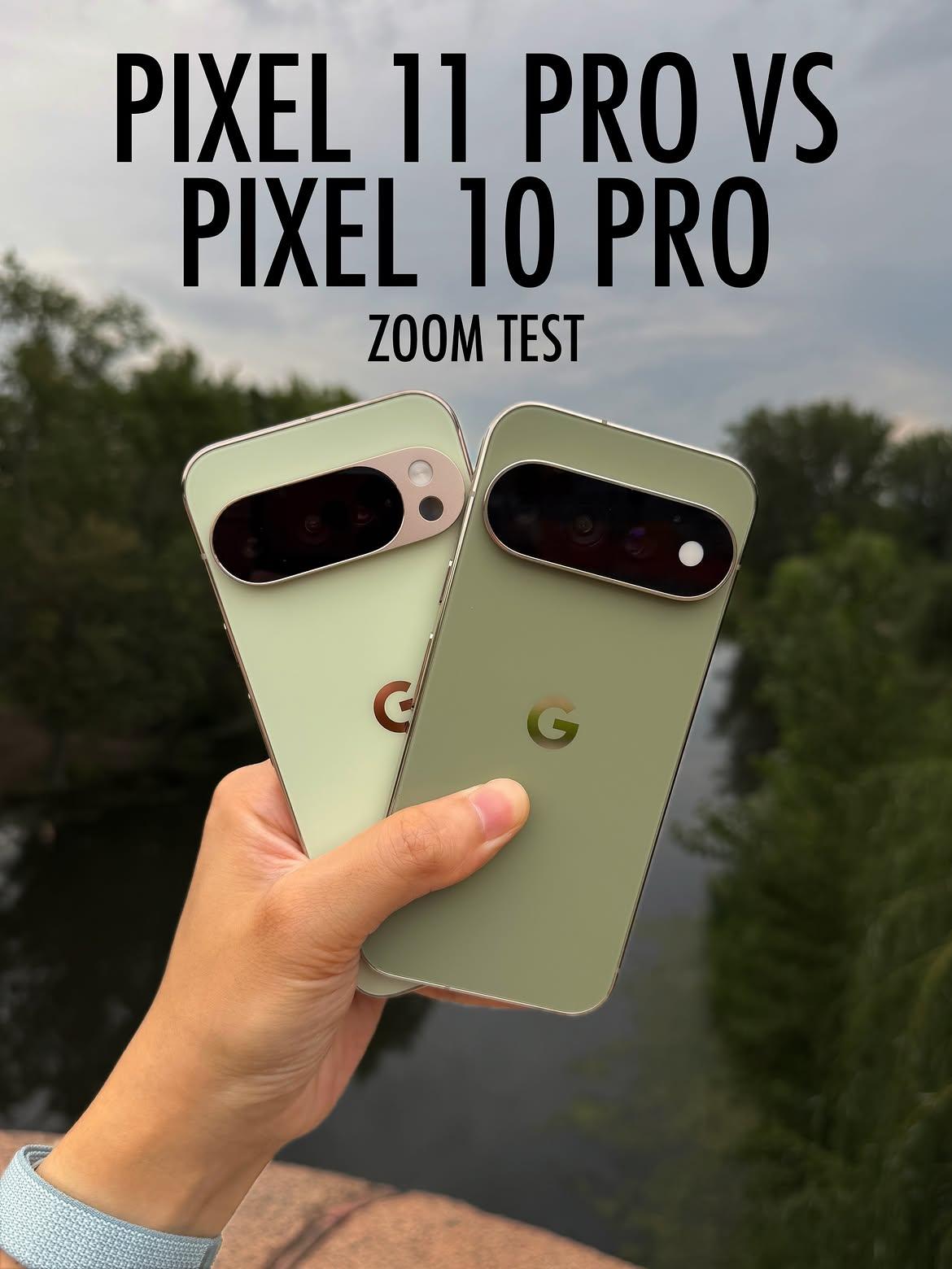 Pixel 11 Pro（上）对比 Pixel 10 Pro（下）变焦测试！新款