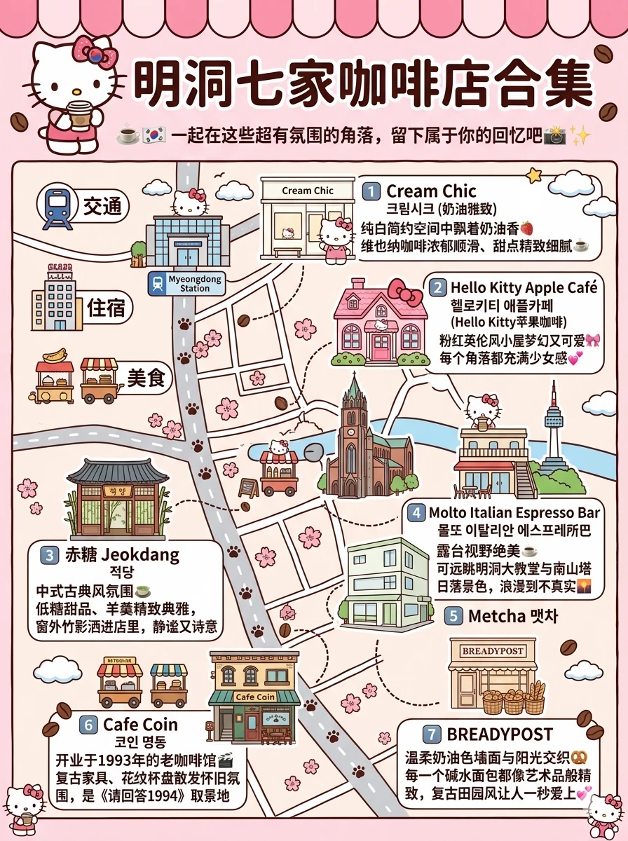 韩国明洞七家咖啡店合集！！