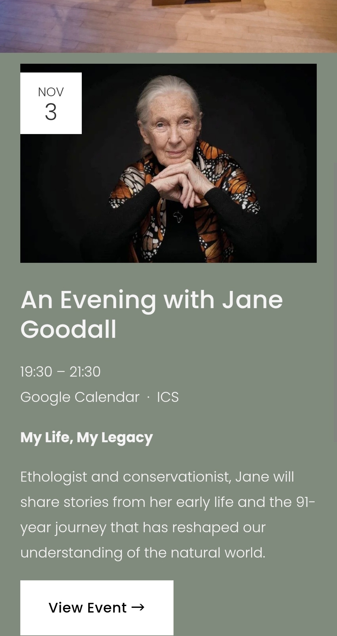 遗憾，太遗憾了。定好了时间，买好了票，准备11月3日去听Jane Goodall