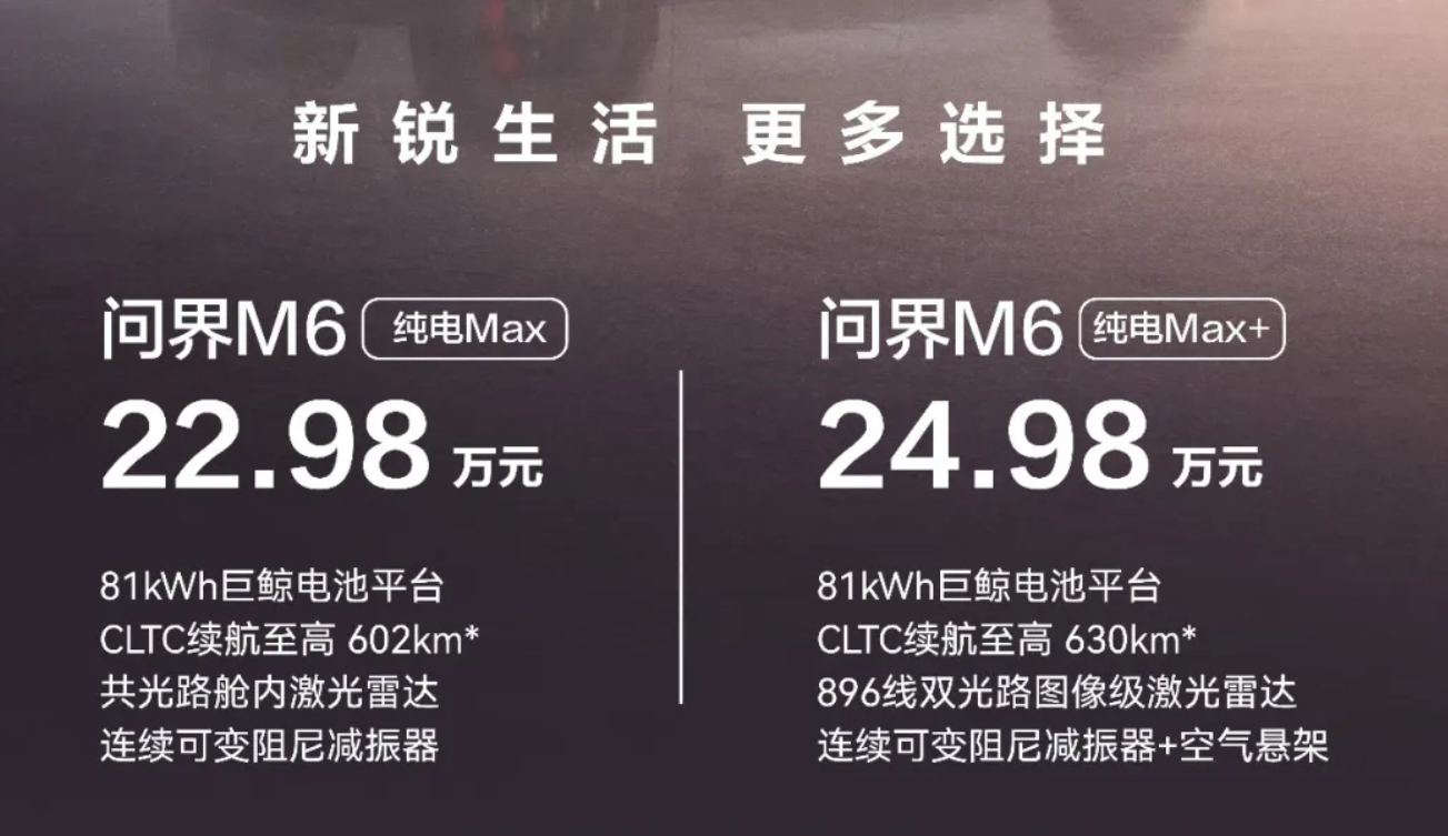 M6纯电大降价！比M5还便宜，问界官宣新车22.98万元起 