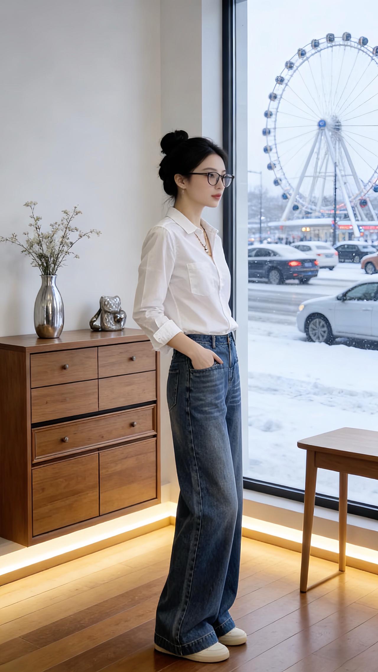 气质叠穿衬衣 时装白色衬衫 通勤搭配 职场女性 轻熟穿搭