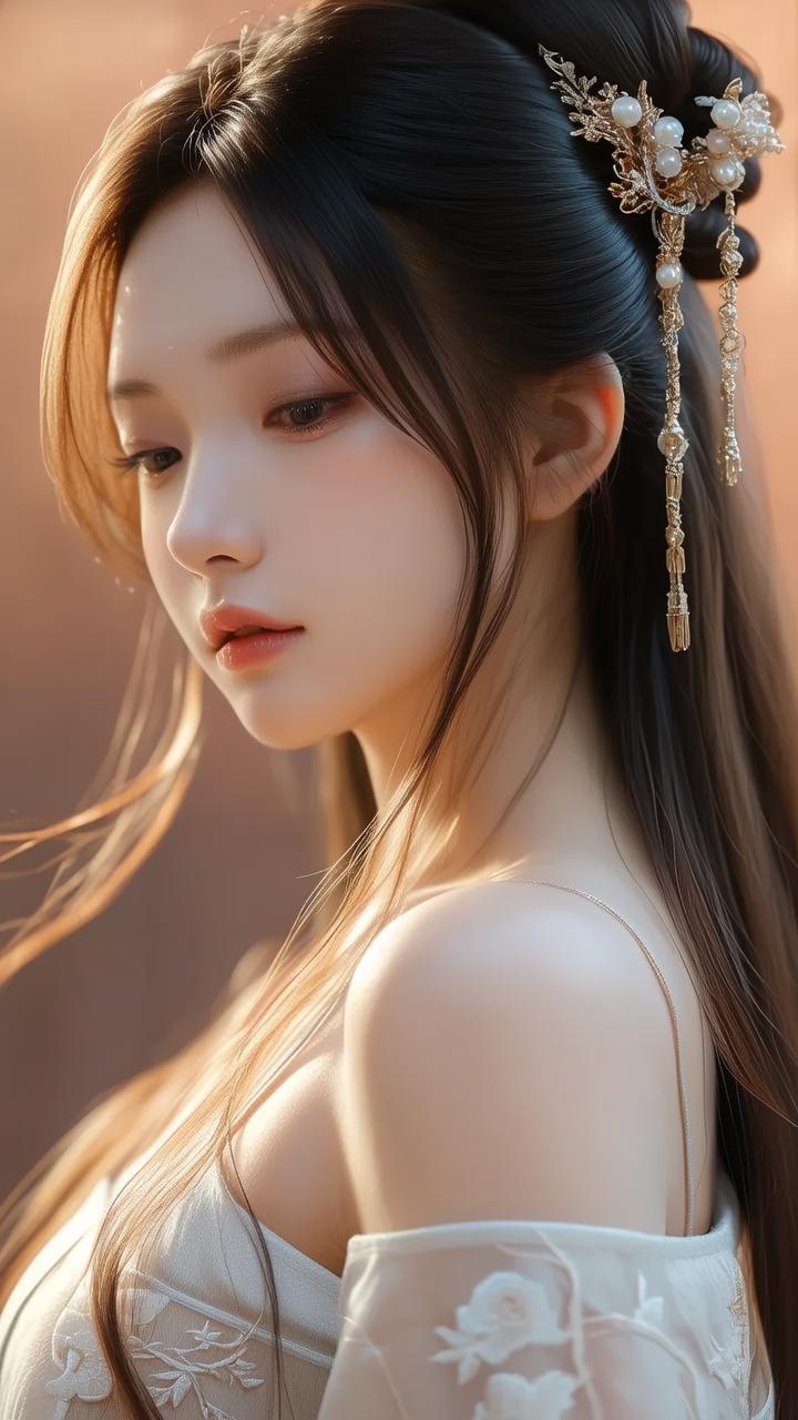 古风美人，玉骨冰肌，花钿玉簪，古典优雅。