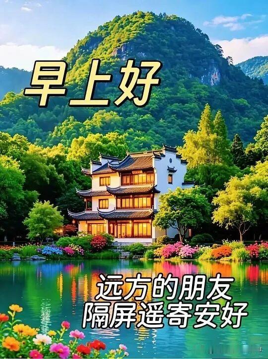 晨曦中的山水画卷，静谧而美好。