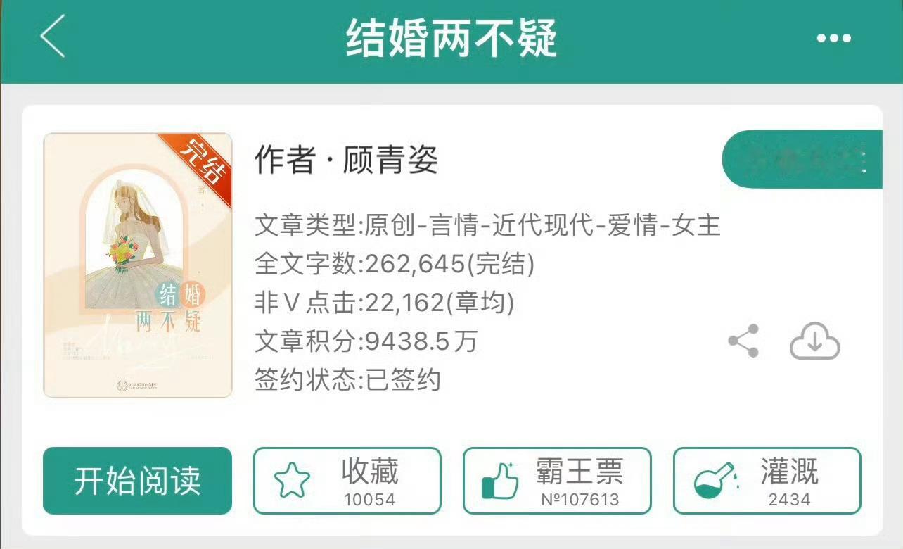 小说推荐：《结婚两不疑》 作者:顾青姿简评：又飒又美千金vs腹黑情场浪子，豪门联