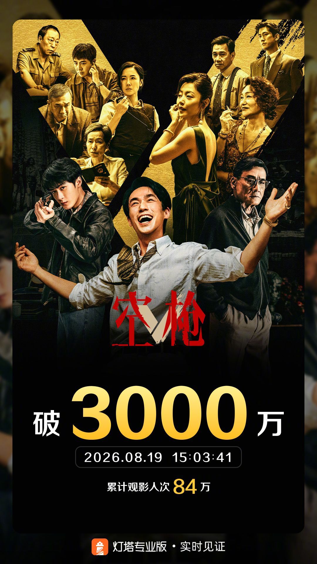 空枪票房破3000万 据灯塔专业版实时数据，上映首日，影片《空枪》票房突破300