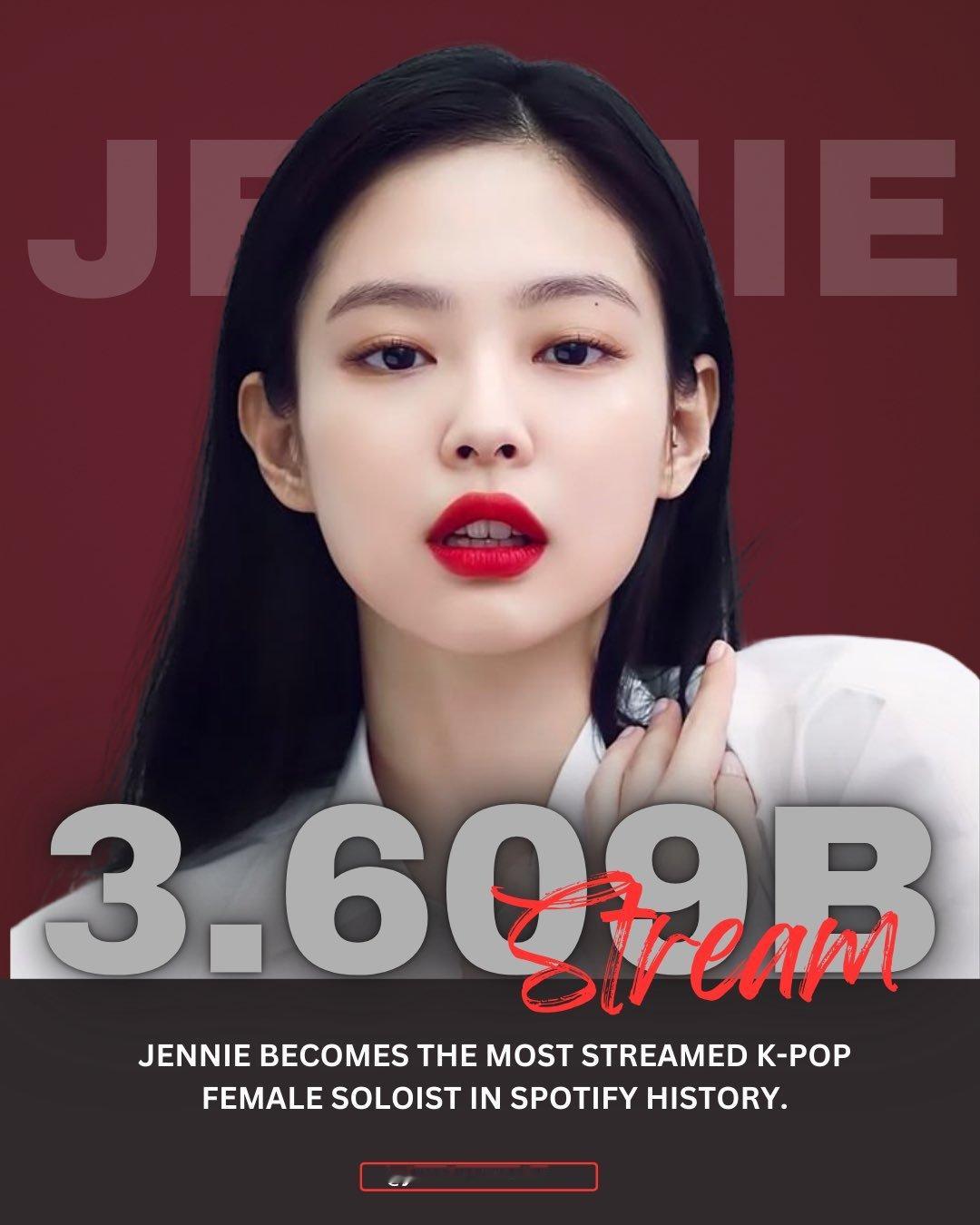 历史Spotify流媒最高的Kpop女solo1️⃣ JENNIE － 36亿?