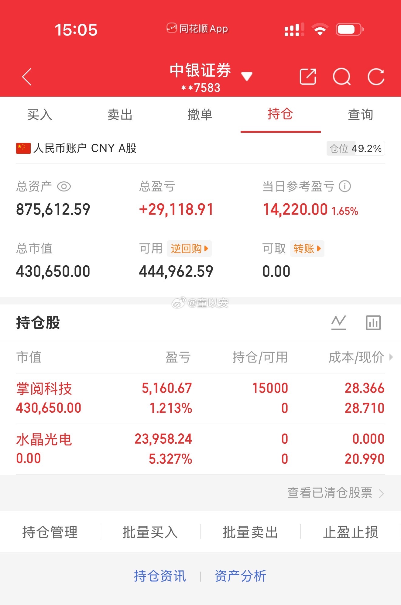 10月20日数据更新（第9天） 总资产：875612 当日参考盈亏+14220 