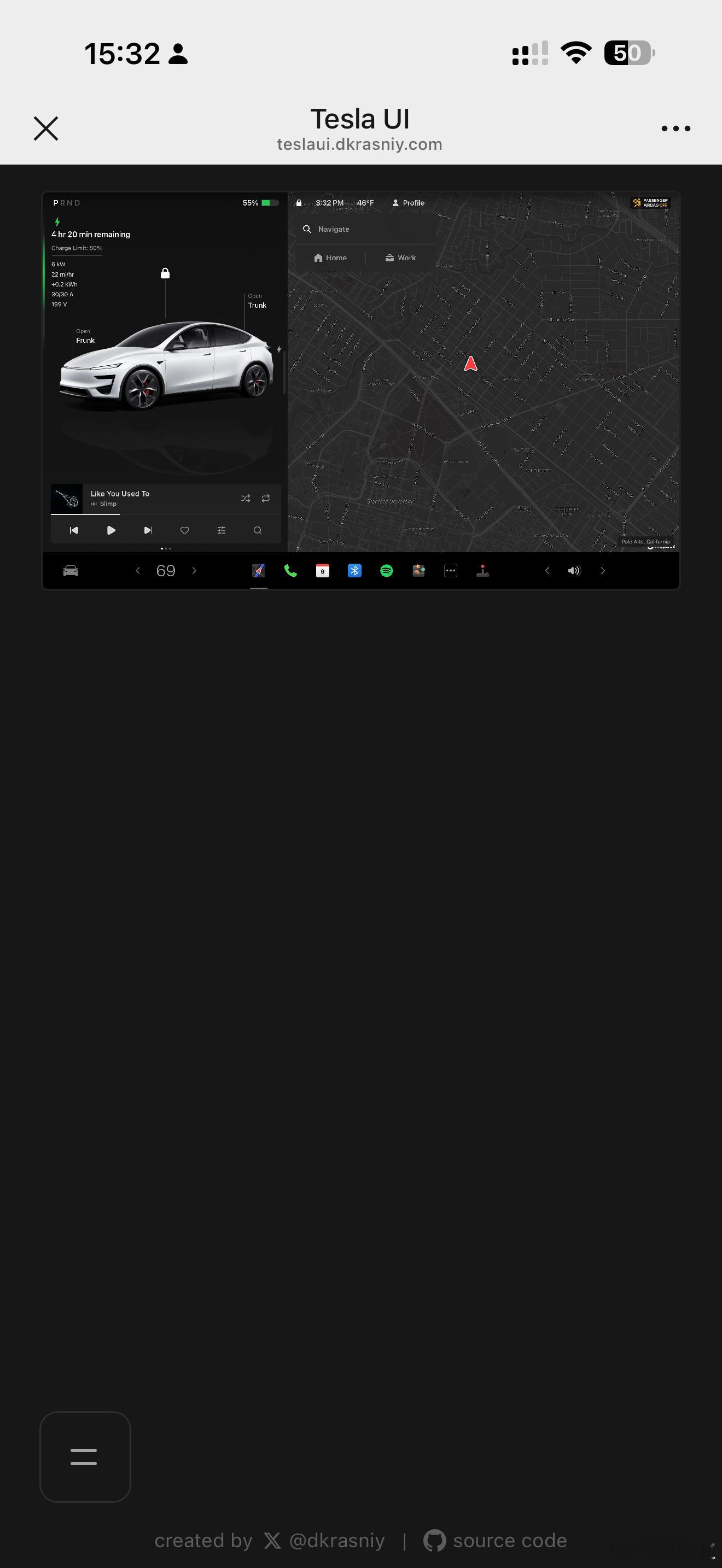 群友找到了特斯拉UI的网址有兴趣的可以自己去玩玩特斯拉