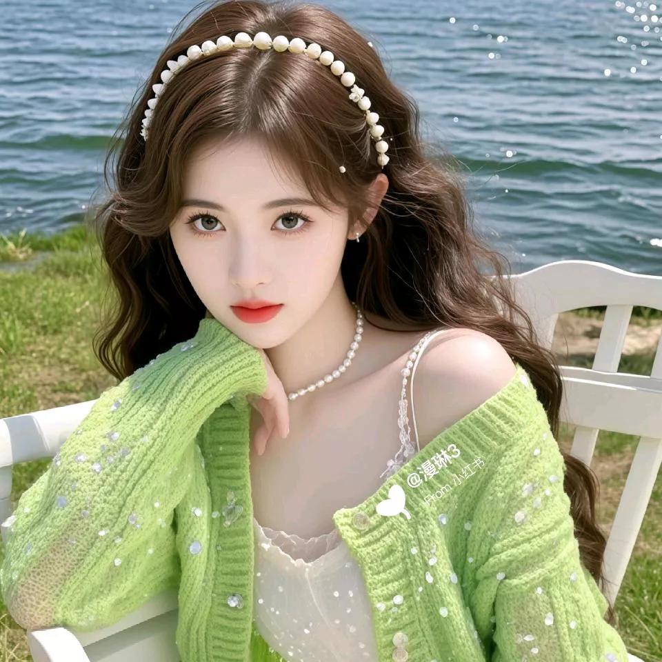 夏日海边，温柔甜美的少女，碧海蓝天，浪漫气息海边花海少女 海边活力少女 海边度假