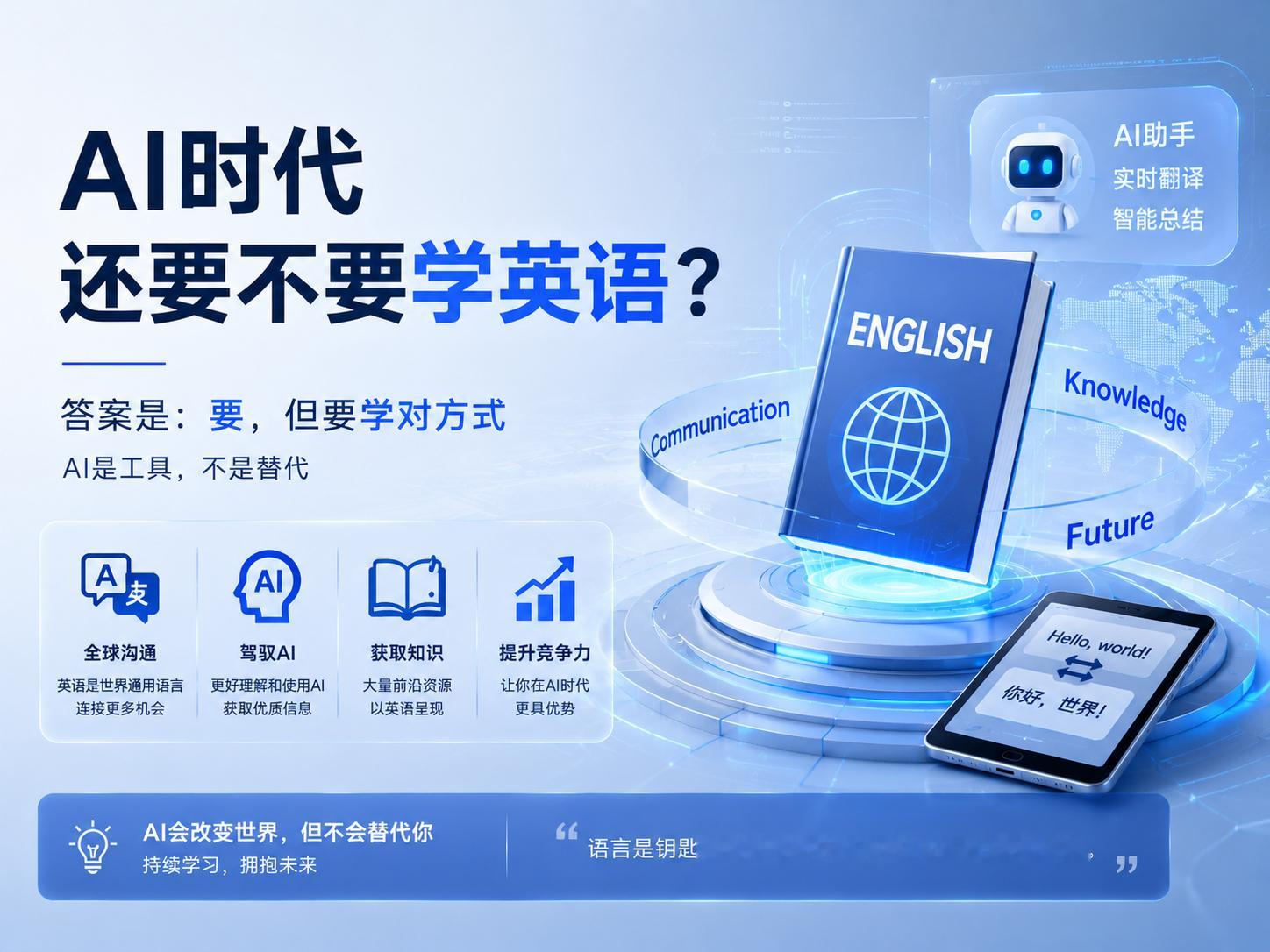 看到个话题，问AI时代还要不要学英语？更宽泛一点，就是把英语替换成外语，或者说，