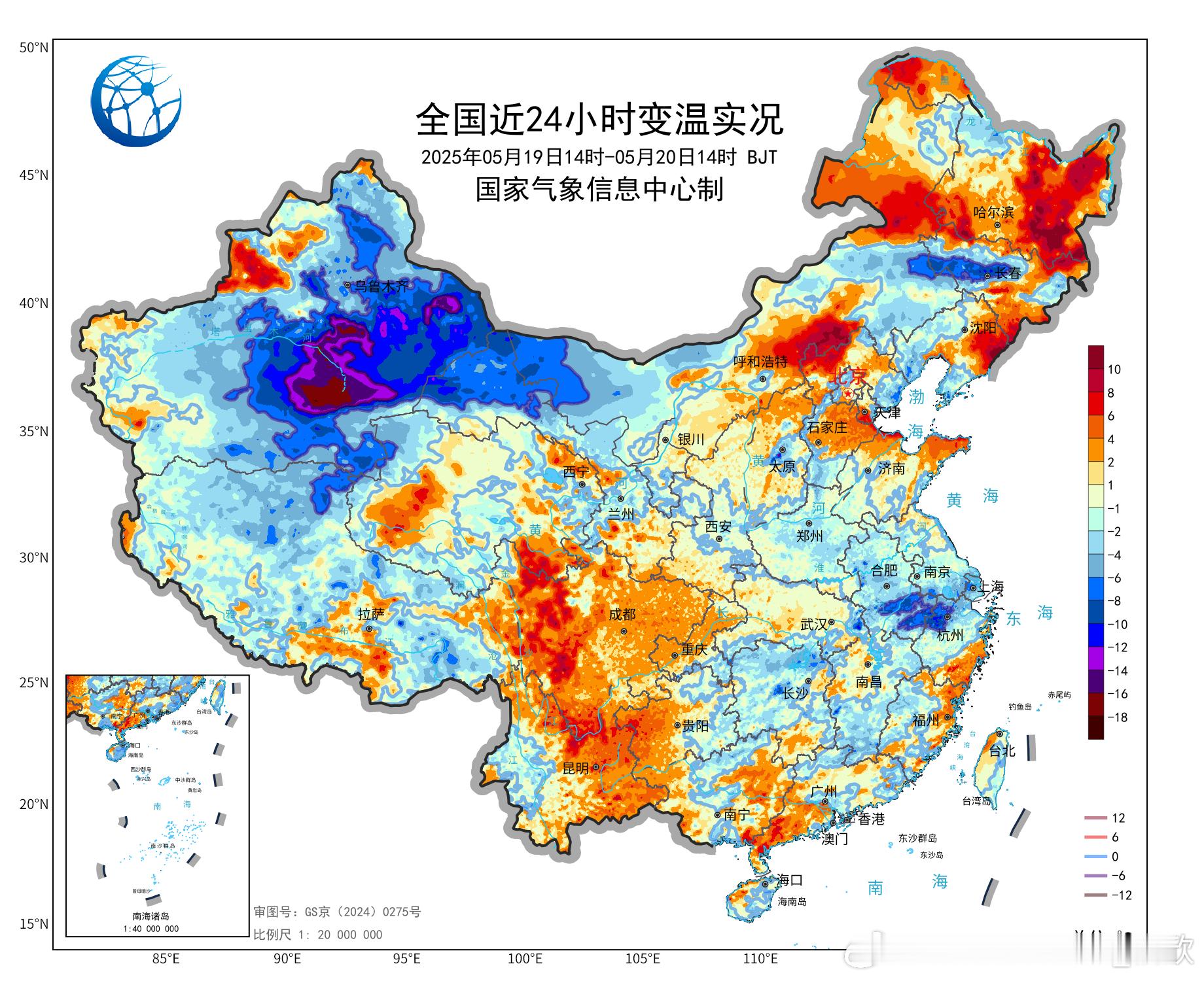 【降温和高温】今天新疆多地因为冷空气影响，出现明显降温，若羌降18.1℃，为今天