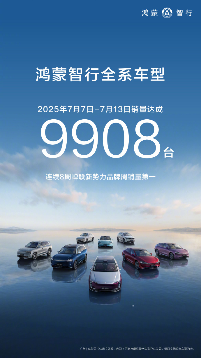 鸿蒙智行以9908台的销量已经连续8周霸榜，问界独扛大旗，M8狂卖4750台堪称