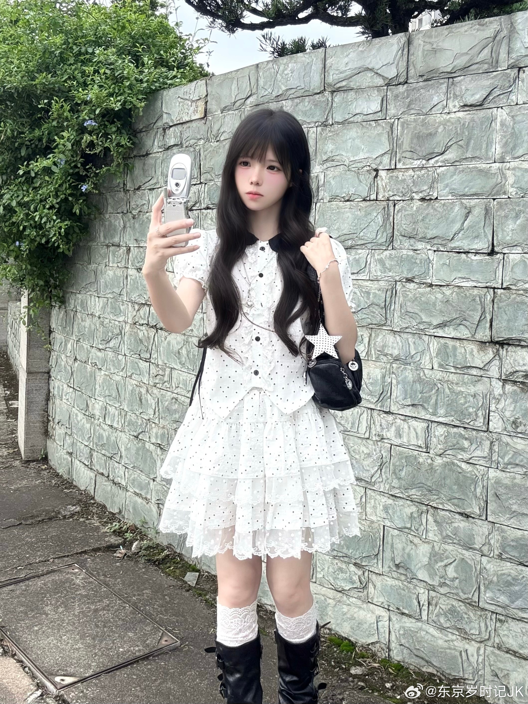 jk 波点味☆₊⁺🦴🐾这期是我定制的古早波点千金黑白波点太经典了套装：星星糖