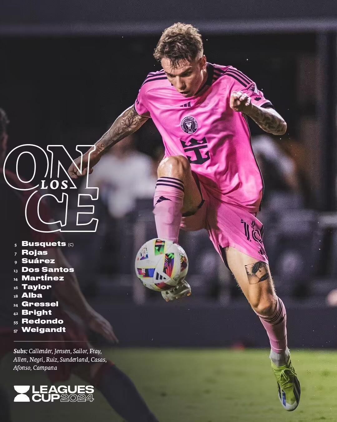 迈阿密vs普埃布拉首发：梅西继续缺阵，苏亚雷斯先发迈阿密国际首发：13-多斯桑托