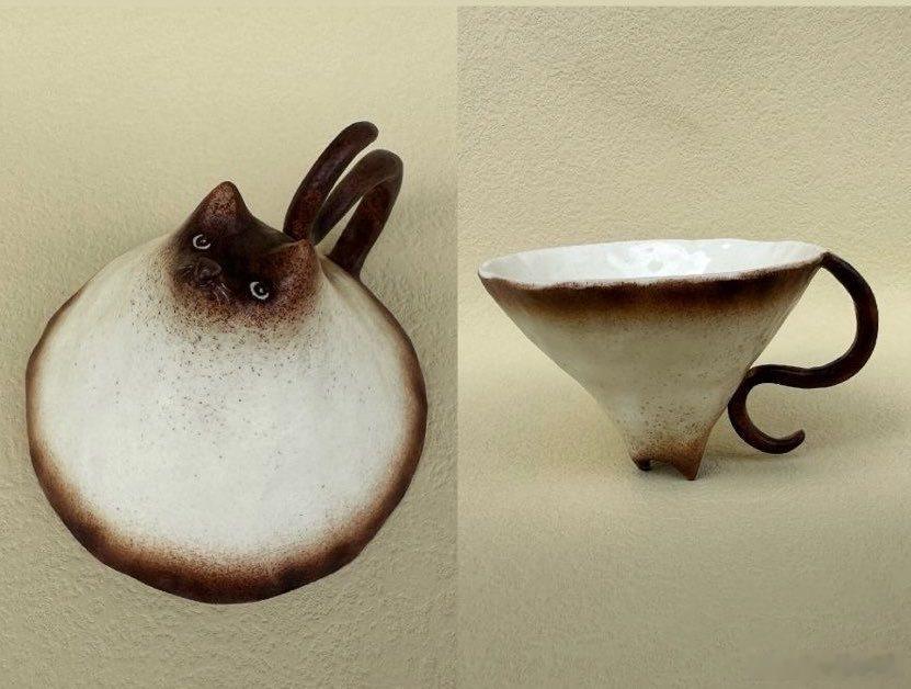 “倒挂猫”咖啡杯 