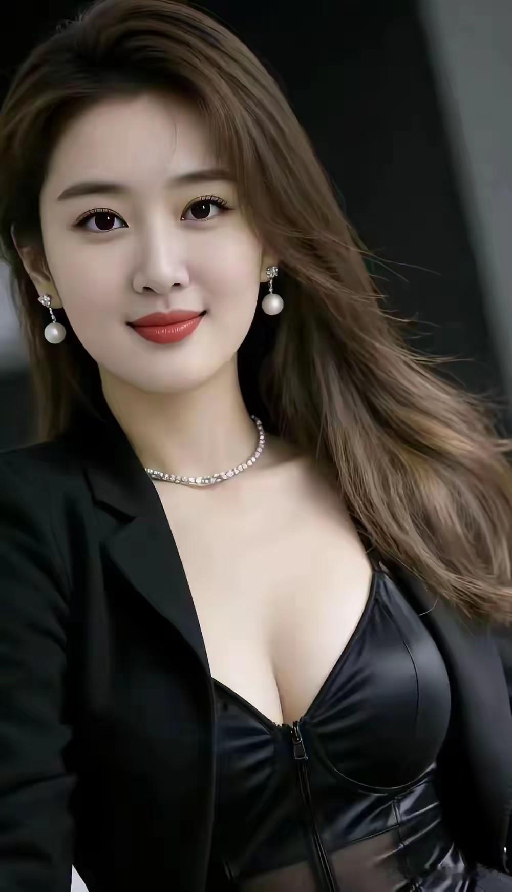 清平乐·清姿
 
棕丝轻漾，珠坠凝柔光。碎钻颈间添雅样，一袭黑衣疏朗。
眉眼温婉