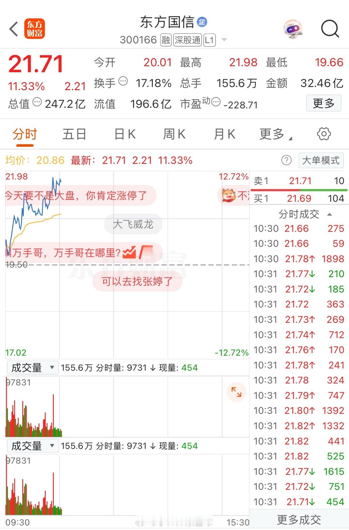 东方国信，当前涨至11个多点，小师妹牛不牛，大家评论区一起验证？ 