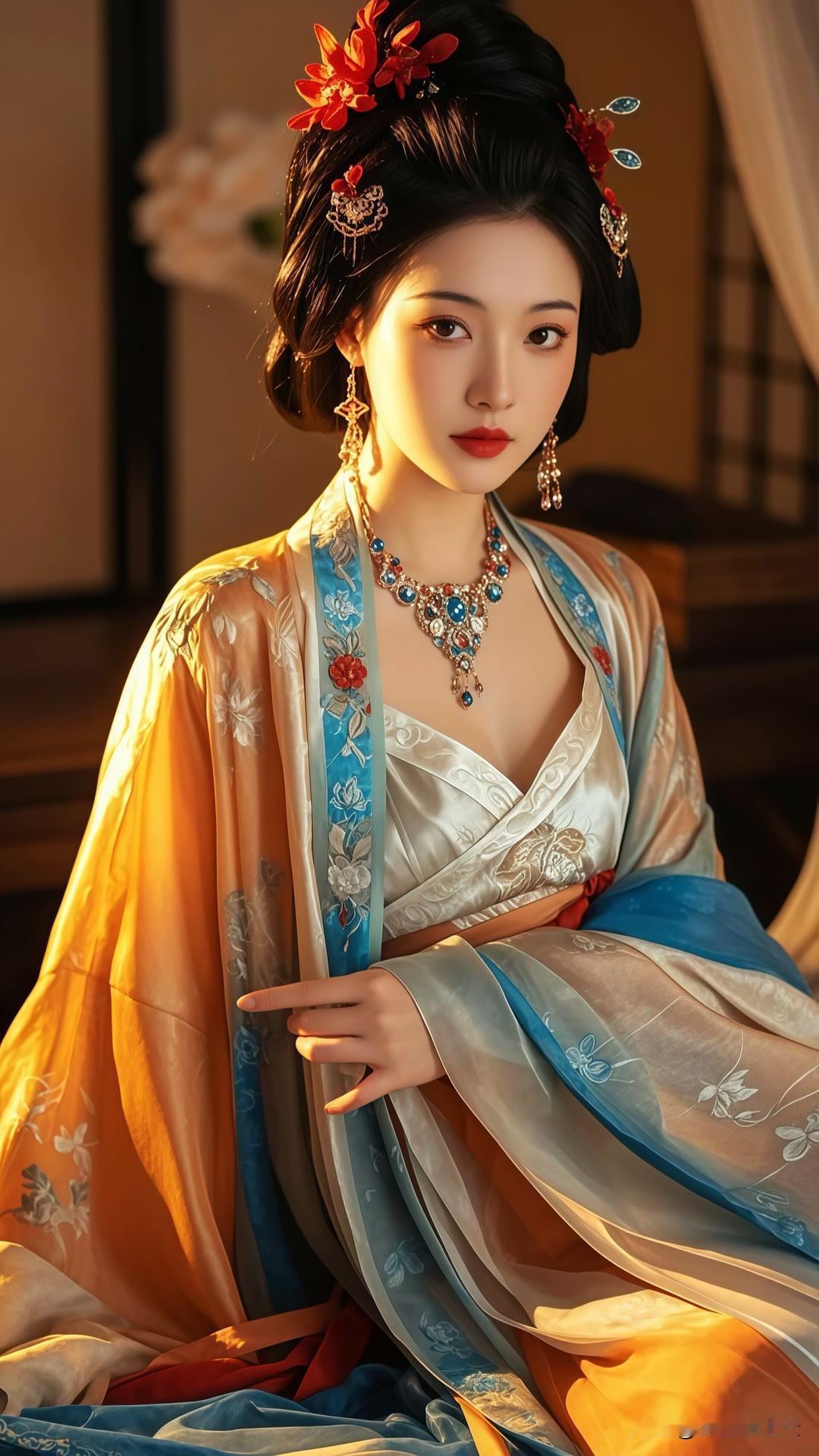 昔日，有女子轻移莲步，莲裙摇曳生香。她回眸浅笑，似春风拂过湖面，让在场王孙贵胄皆