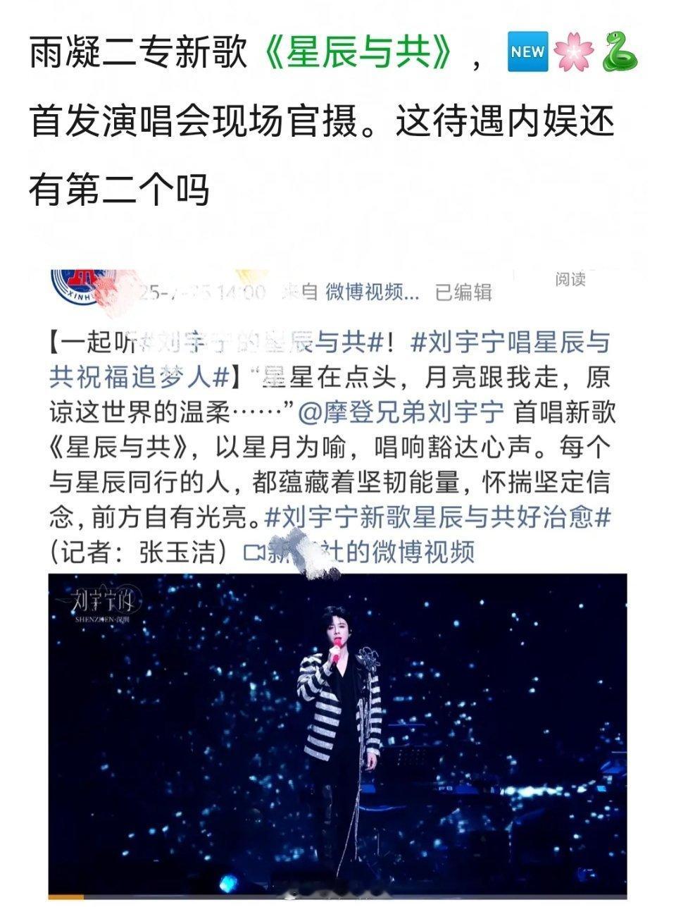 刘宇宁新歌《星辰与共》，新华社首发演唱会现场官摄🐮 ​​​