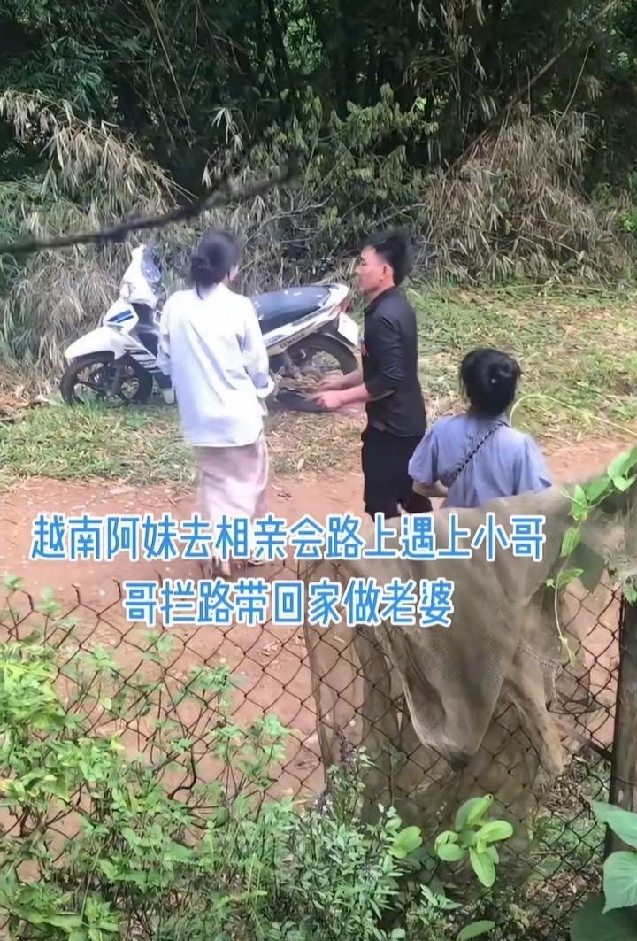 越南阿妹要去相亲会，路上遇到小哥，小哥见到她后很喜欢，然后他就拦路想带阿妹回家做