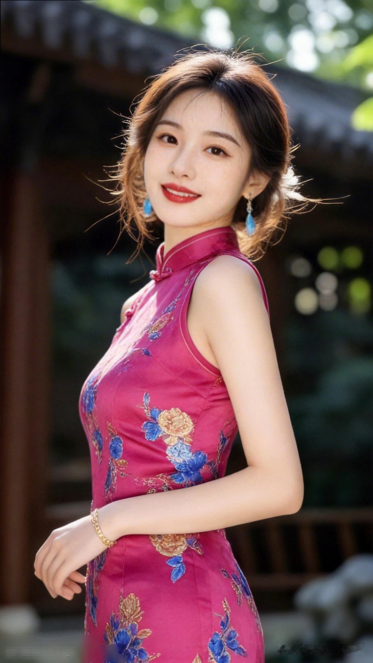 什么样的女生令人过目难忘? 惊艳的古典美人，一袭粉色旗袍，尽显东方韵味！