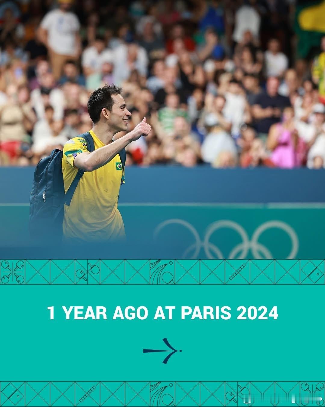 ITTF：🏆 一年前的今天，在巴黎奥运会2024... 当雨果·卡尔德拉诺成为
