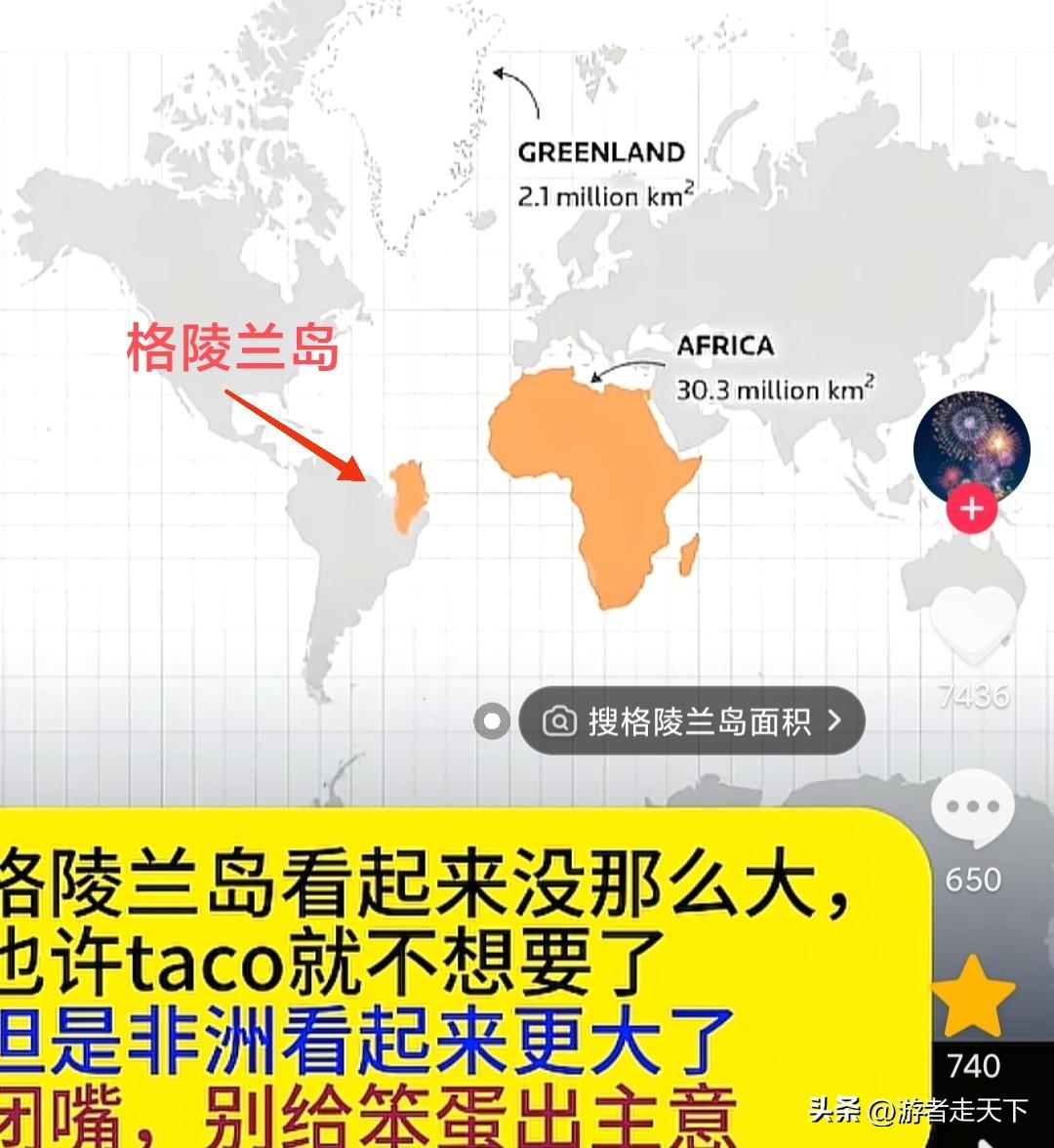 有的地图上格陵兰岛看上去跟非洲差不多，其实差了有10多倍。
一个是超过3000万