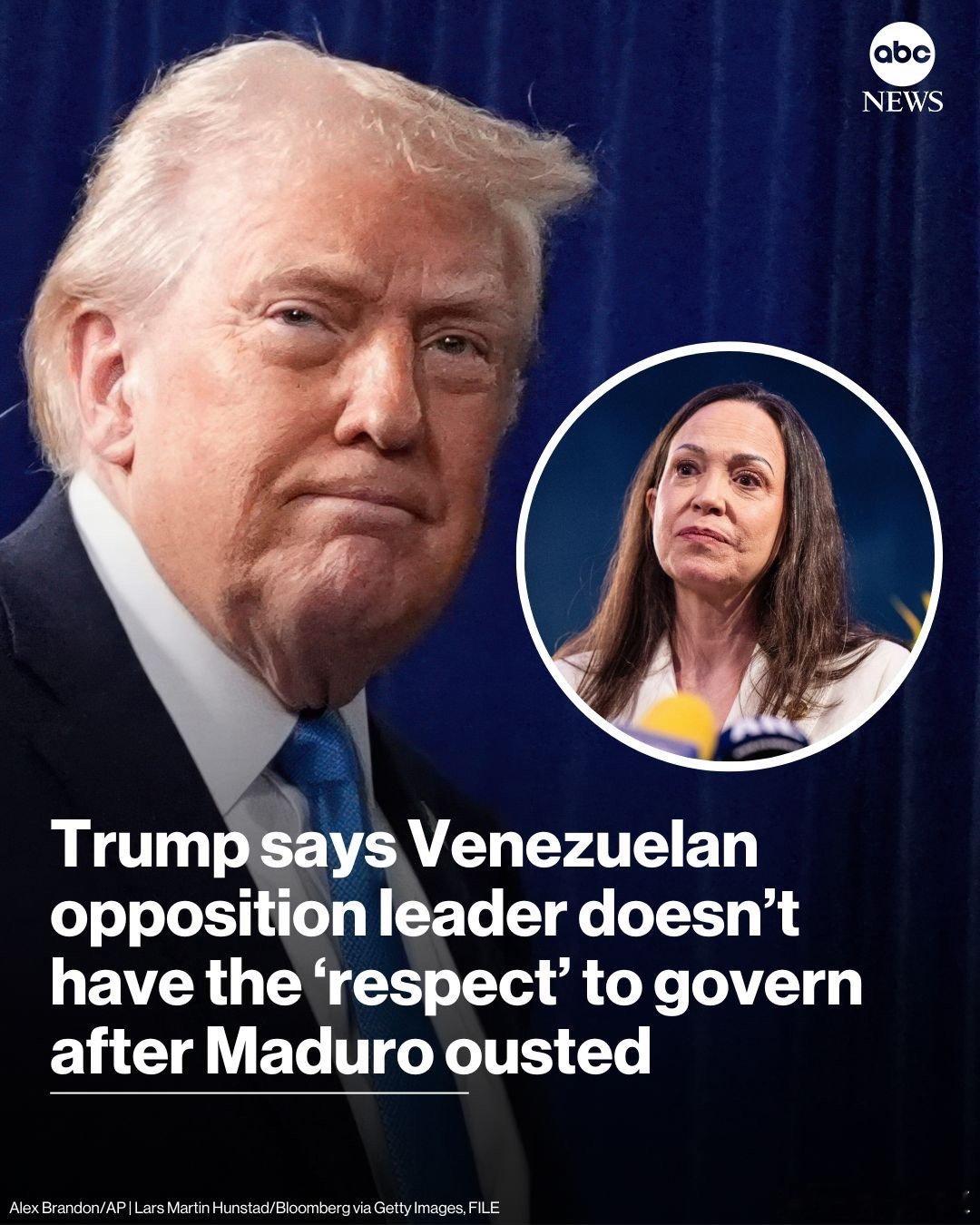 美国总统：委内瑞拉反对派领导人，她在国内没有足够的“尊重”、不能接任马杜罗掌管政