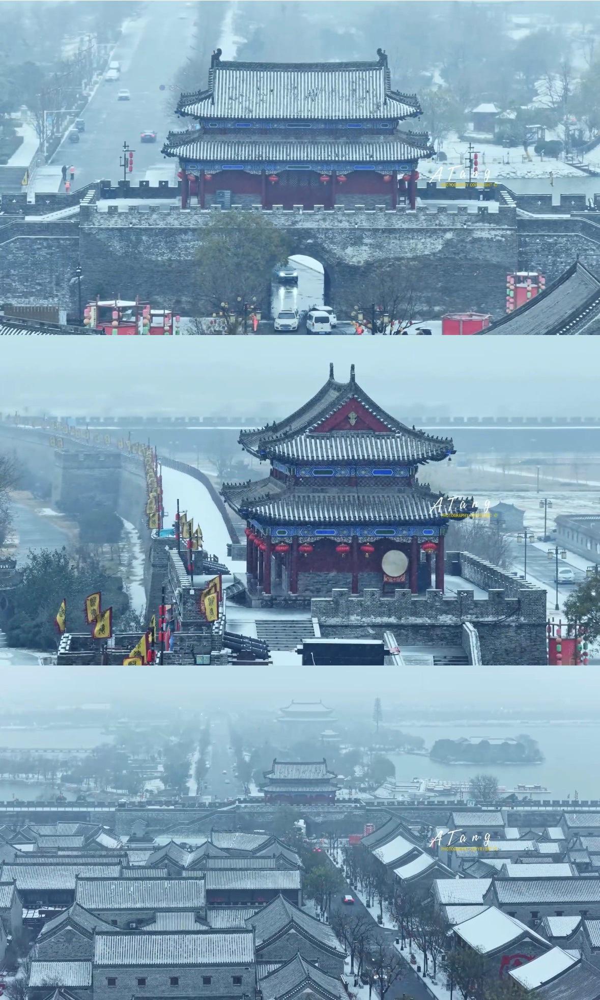 大雪下的商丘古城分外美，白雪配青砖灰瓦凸显千年古城韵味。

十一过后古城热闹气息