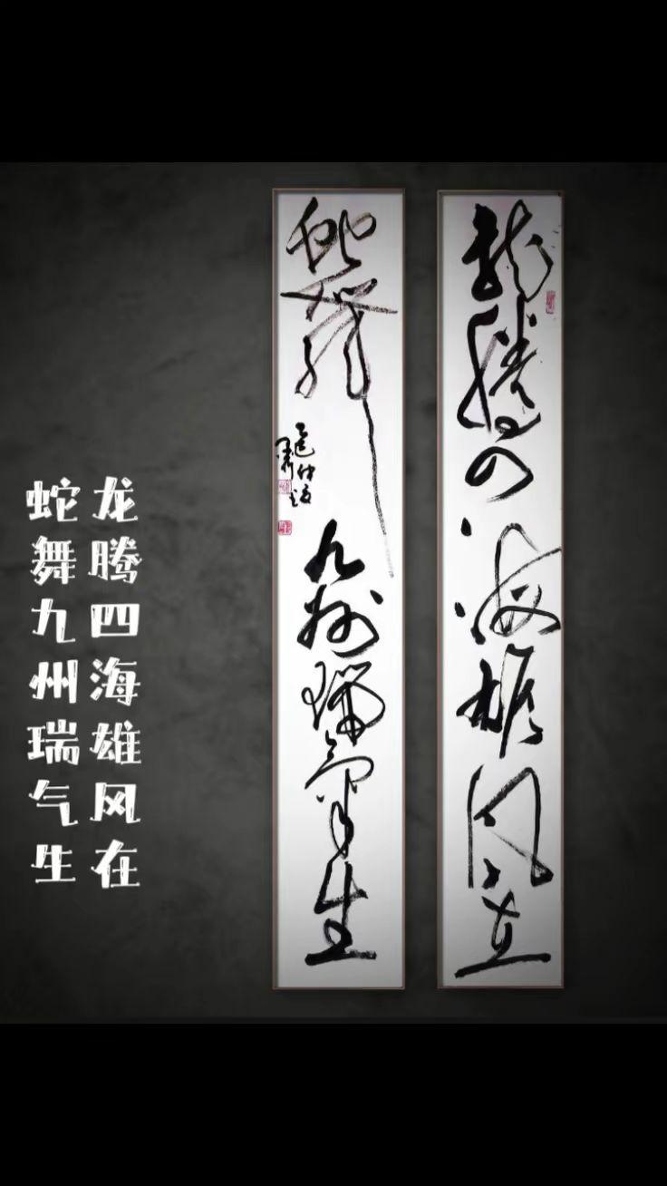 （四尺整张：138x 23cm×2）大草书法定制
