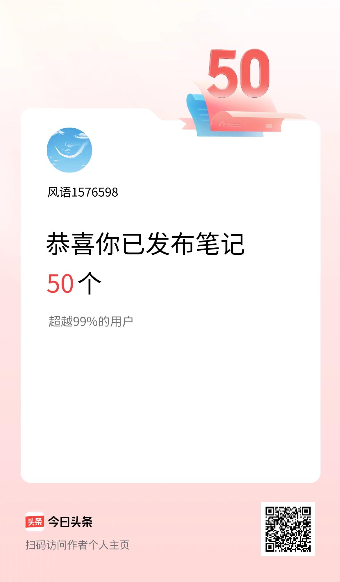 我在头条累计投稿笔记50个