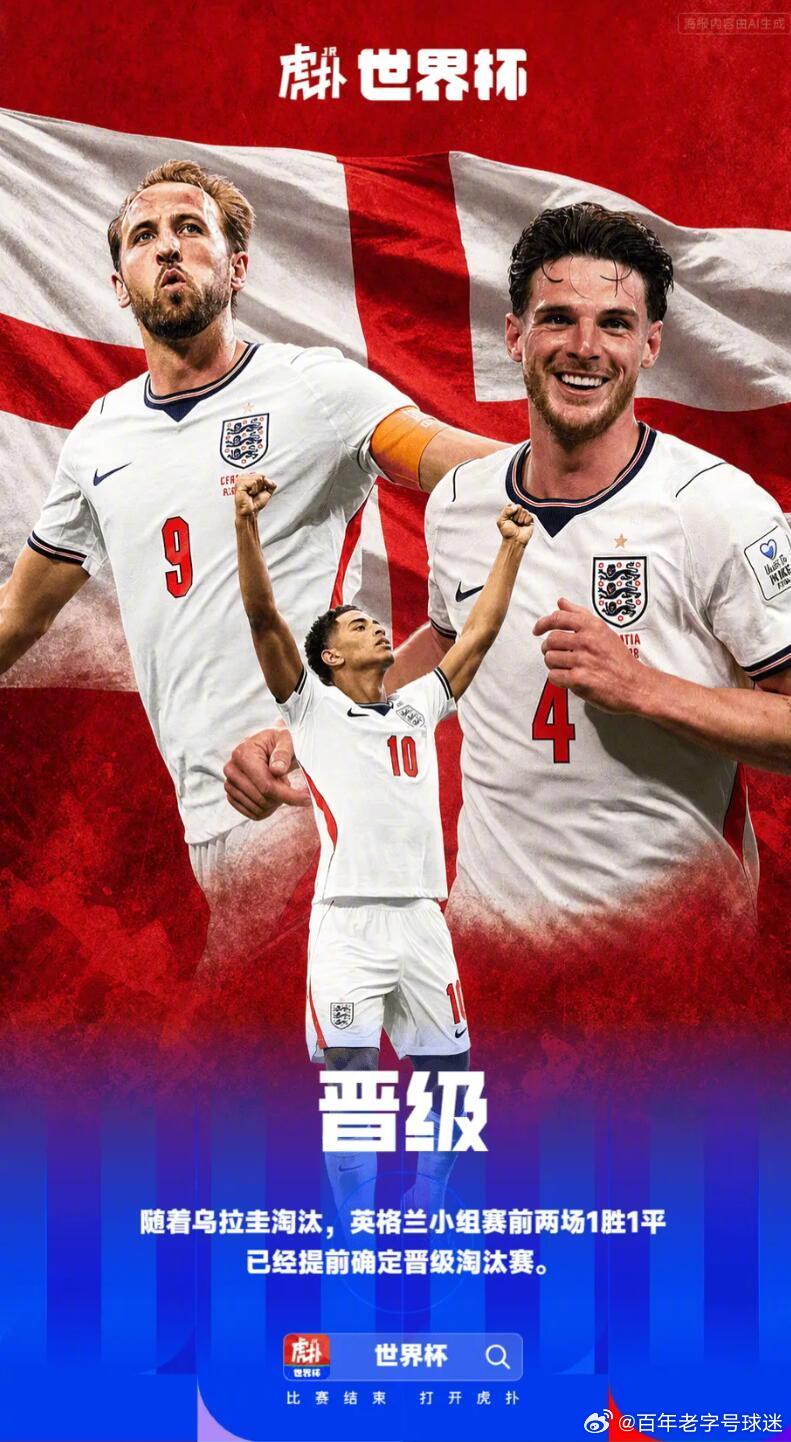 据FIFA官方的确认，世界杯小组赛H组的比赛进行完毕后，英格兰已经晋级32强。末