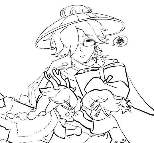 在光遇日常
左边布偶猫，右边奶牛猫
光遇 画渣