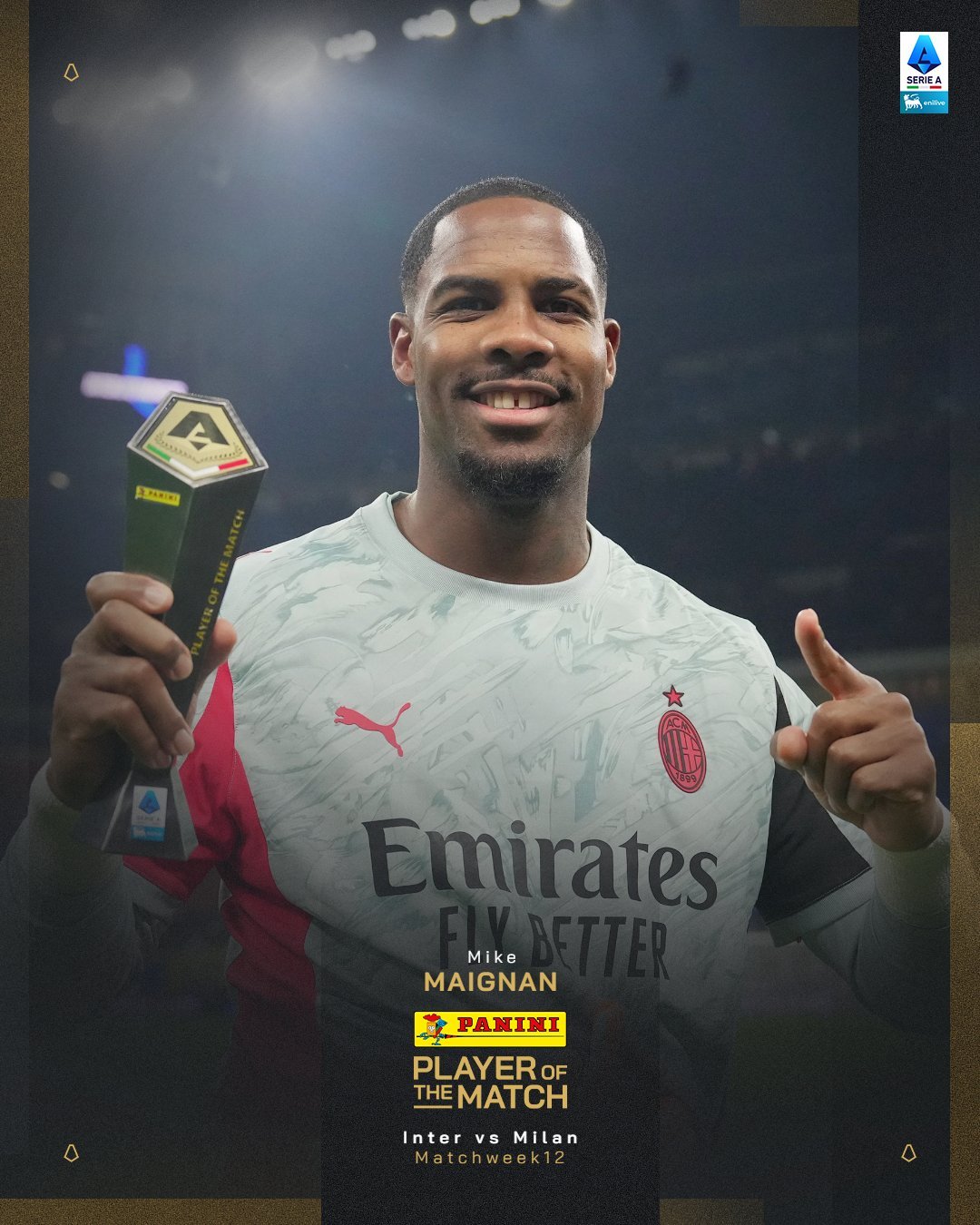 【官方】  🎖️ 迈尼昂🇫🇷当选本场比赛最佳球员。🧤