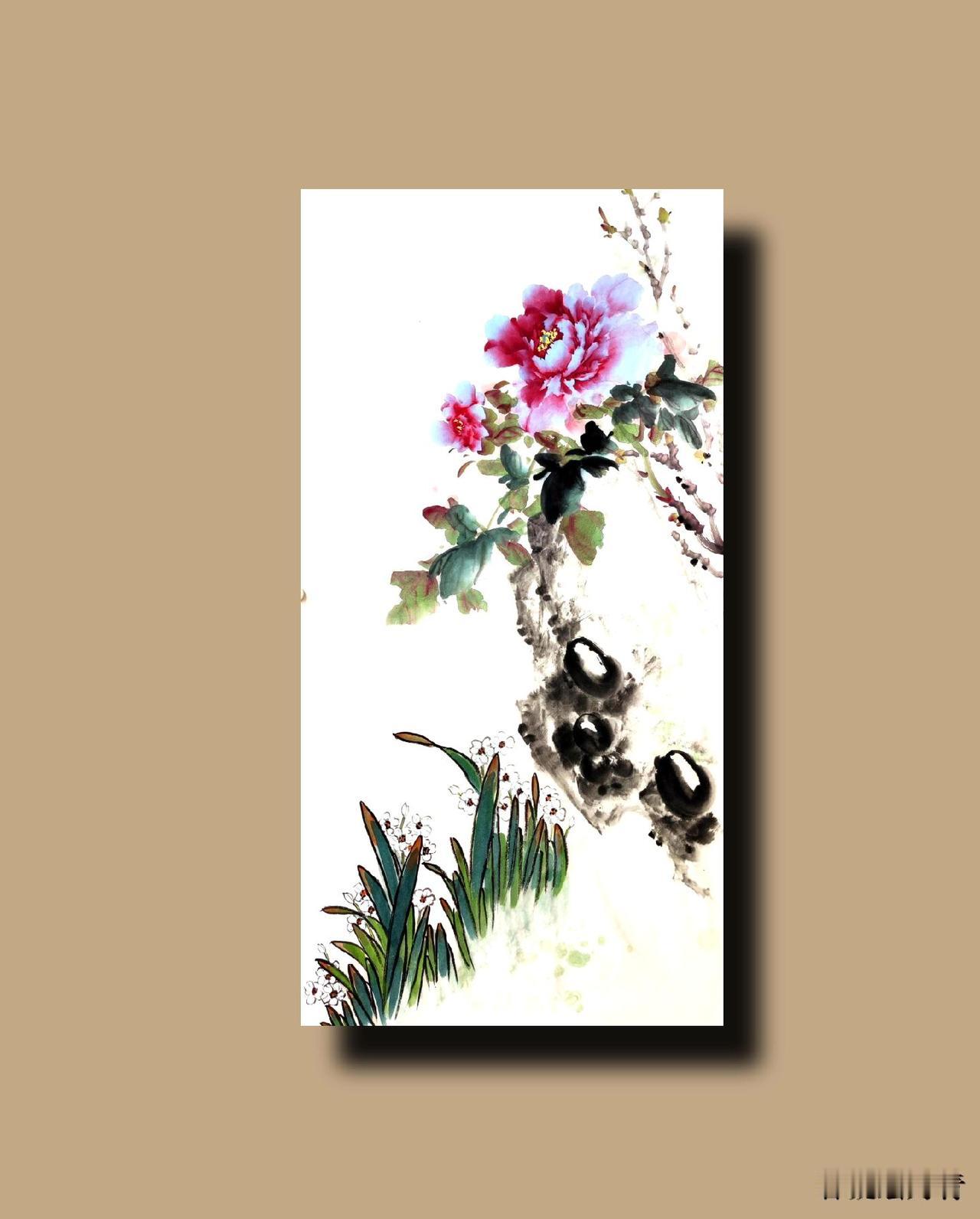 国画牡丹作品 牡丹花画法视频 原创作品 零基础教学