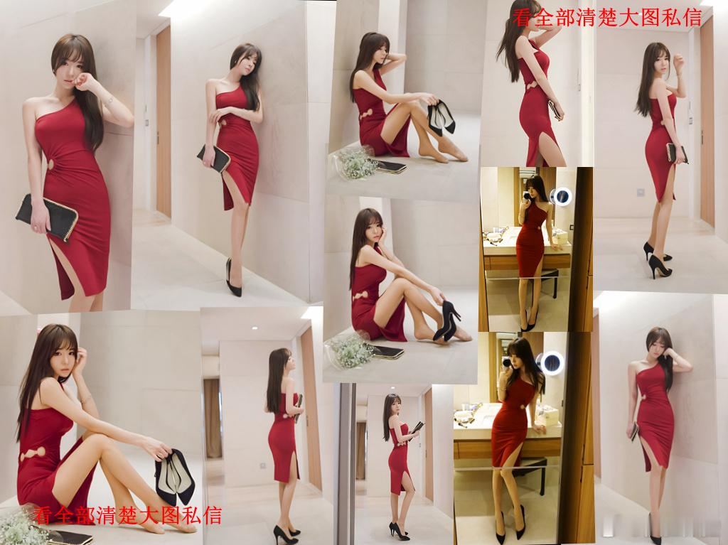 红裙黑高跟薄肉色丝袜... 