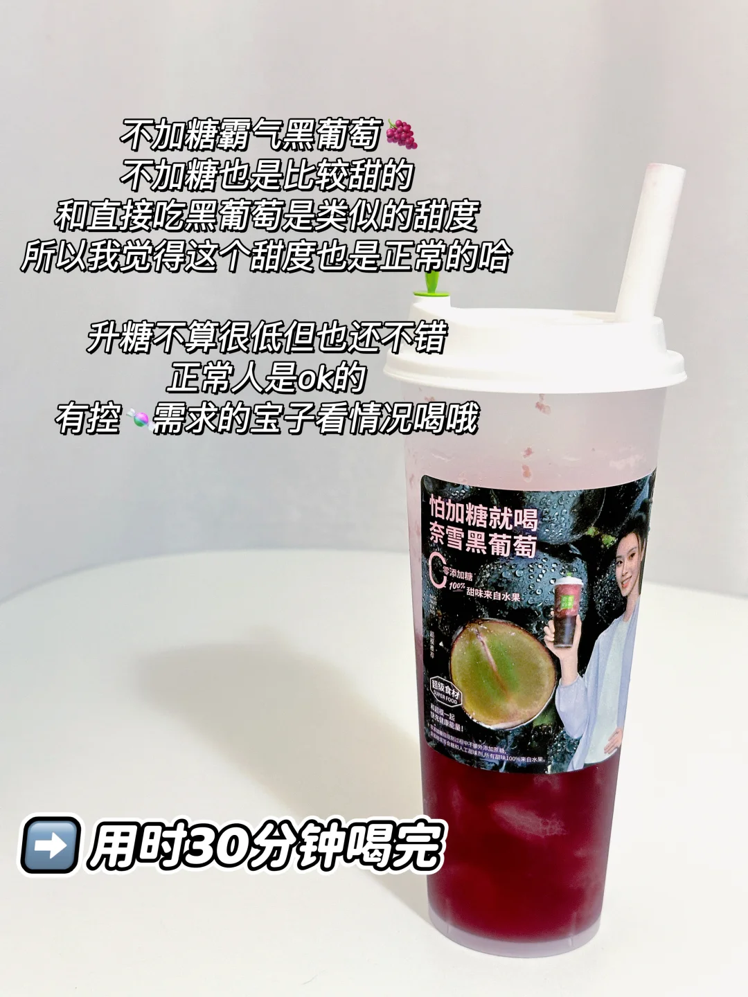 奈雪新品 不加糖霸气黑葡萄 | 升糖测试